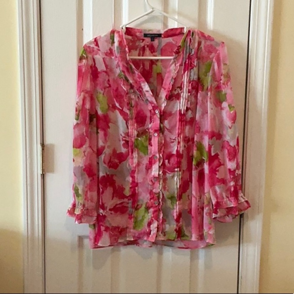 Floral Pink and Green Women's Top